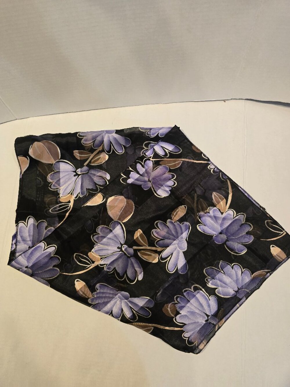 Stripes Black Purple Floral Lightweight Polyester 1980s